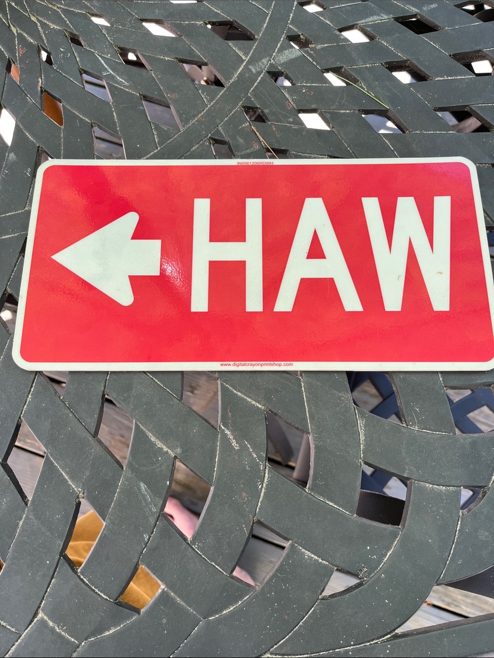 New! Trail Sign "Haw* (Left) Mushing Dog Command Sledding Husky Life